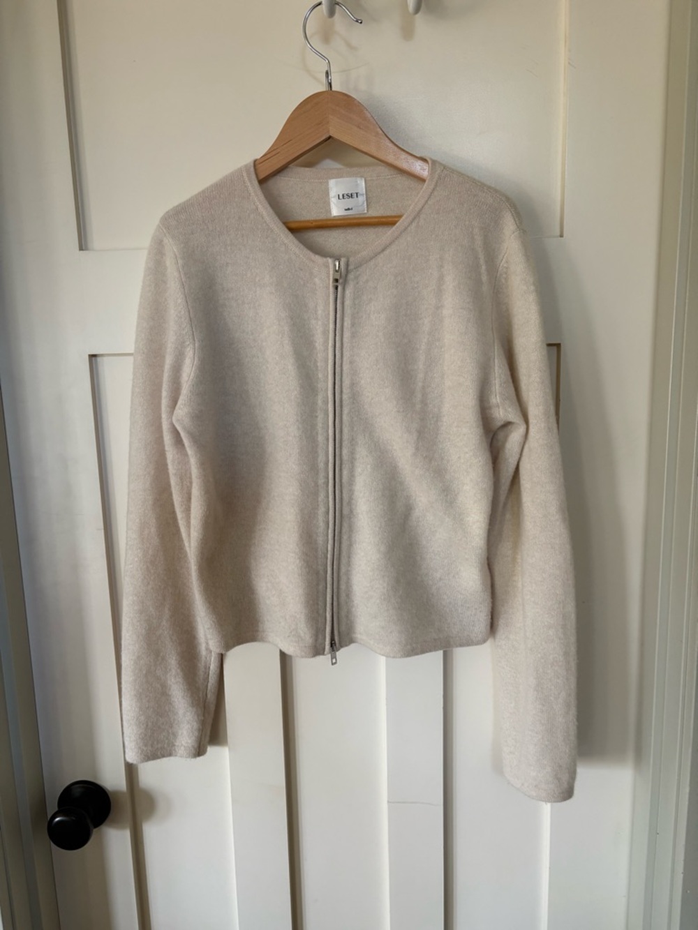 LESET Jesse Zip Cardigan in Alabaster